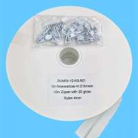 Rol rits wit 10 meter + 20 schuivers