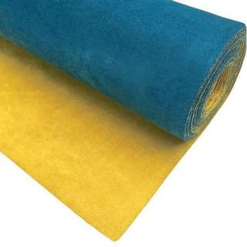 Algantara yellow - petrol dubbel face 145 cm breed