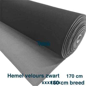 Hemel bekleding skyliner de luxe zwart velours 170 cm breed