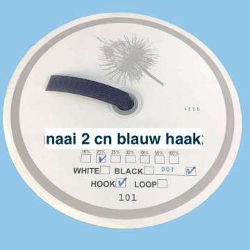 Blauw 2 cm haak klittenband
