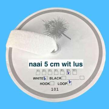 Wit 5 cm lus klittenband per meter