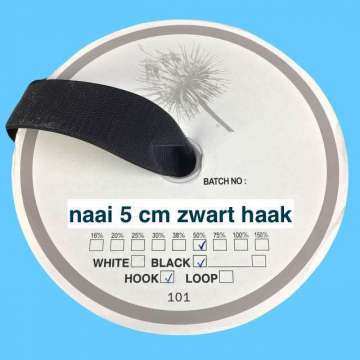 Zwart 5 cm haak klittenband