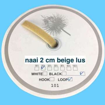 Beige 2 cm lus klittenband