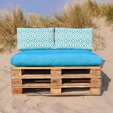 Pallet kussen aqua combi wit