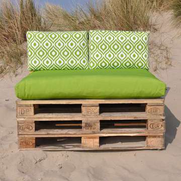 Pallet kussen mos groen combi wit