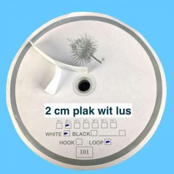 Plak 2 cm wit lus klittenband
