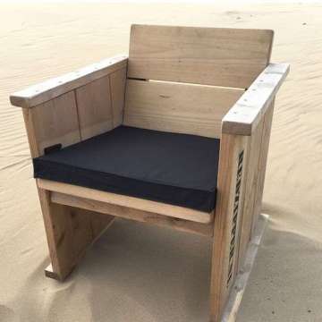 Outdoor kussen hoes 60x60x6 cm Zwart