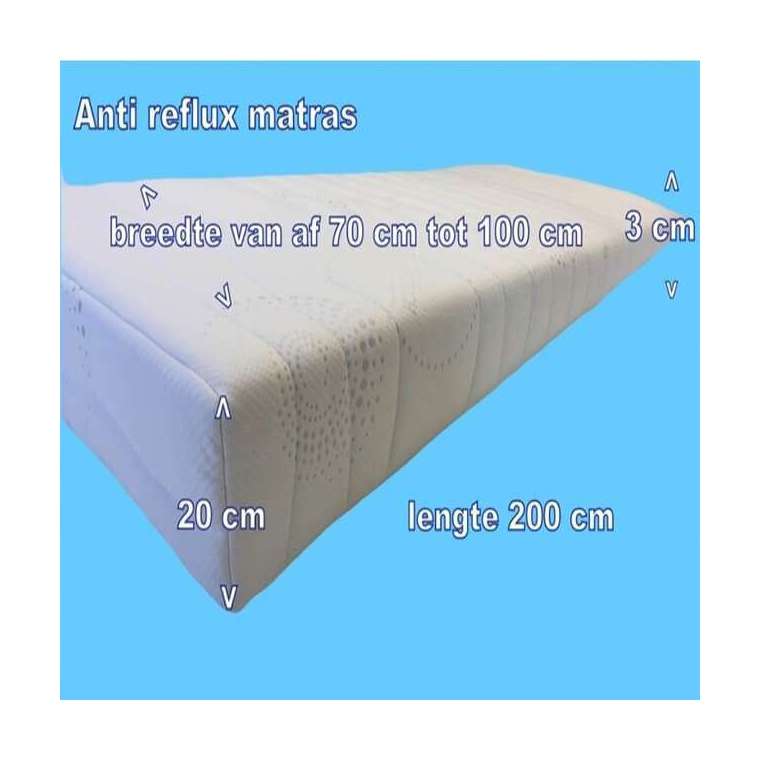 Anti Reflux matras volwassenen van 20 cm aflopend naar 3 cm van af 70x200x20 cm /3 cm