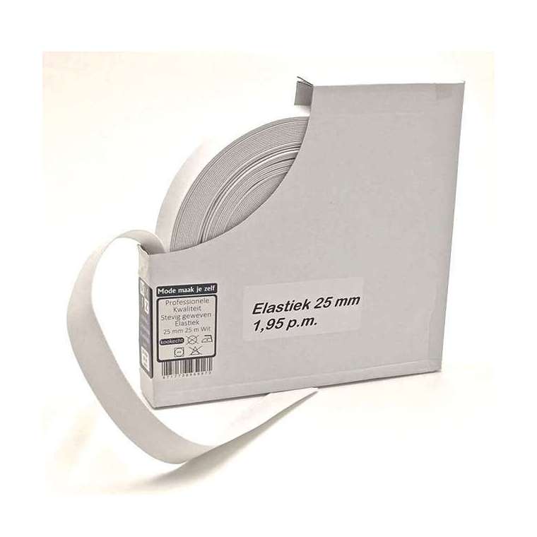 Elastiek 25 mm breed wit