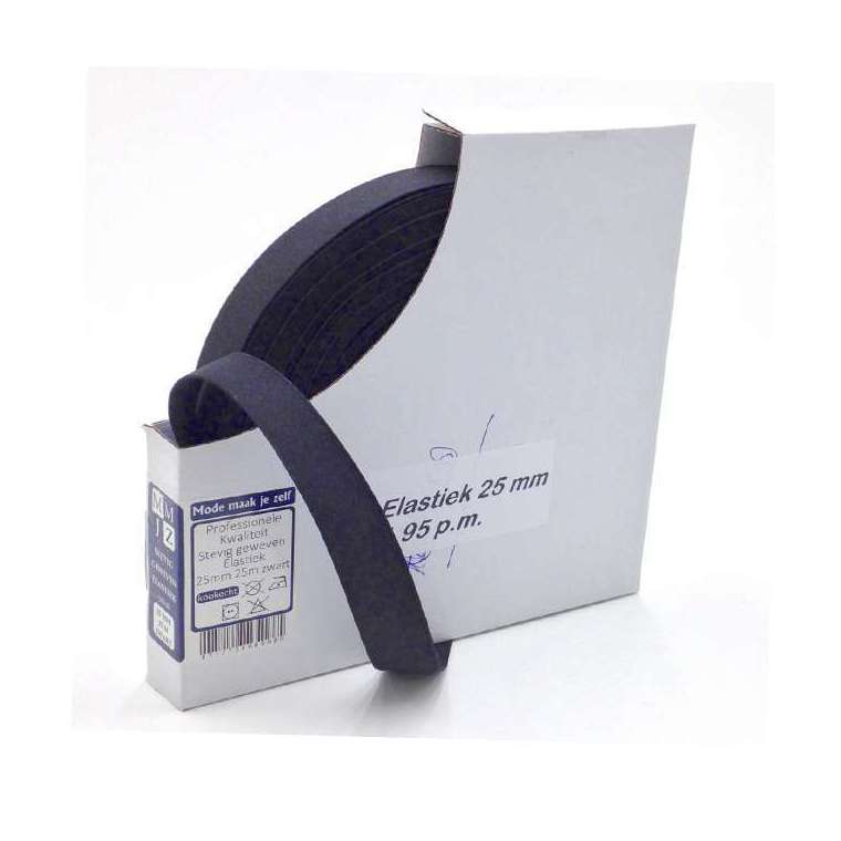 Elastiek 25 mm breed zwart
