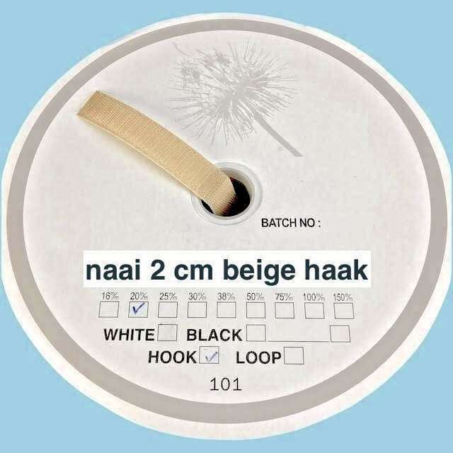 Beige 2 cm haak klittenband 