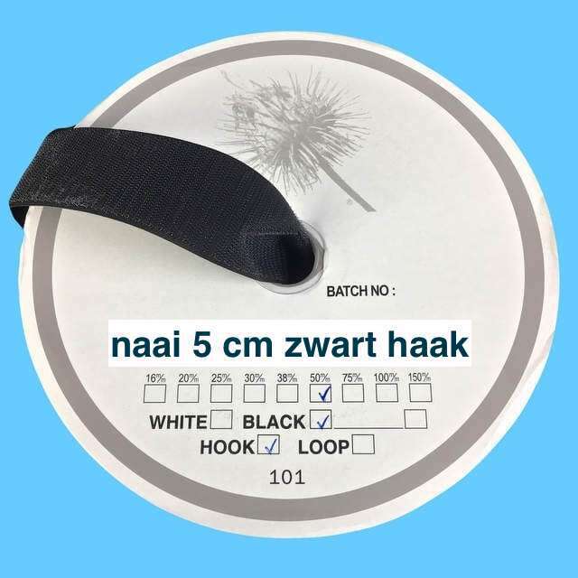 Zwart 5 cm haak klittenband 