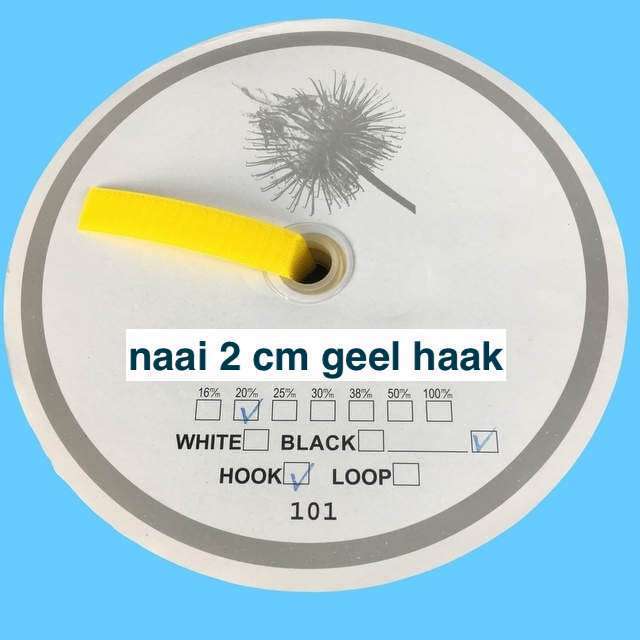 Geel 2 cm haak klittenband 