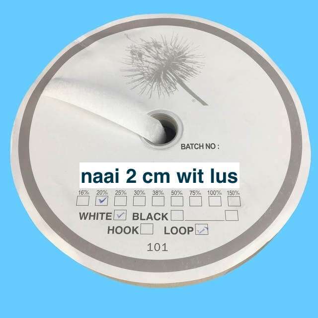 Wit 2 cm lus klittenband 