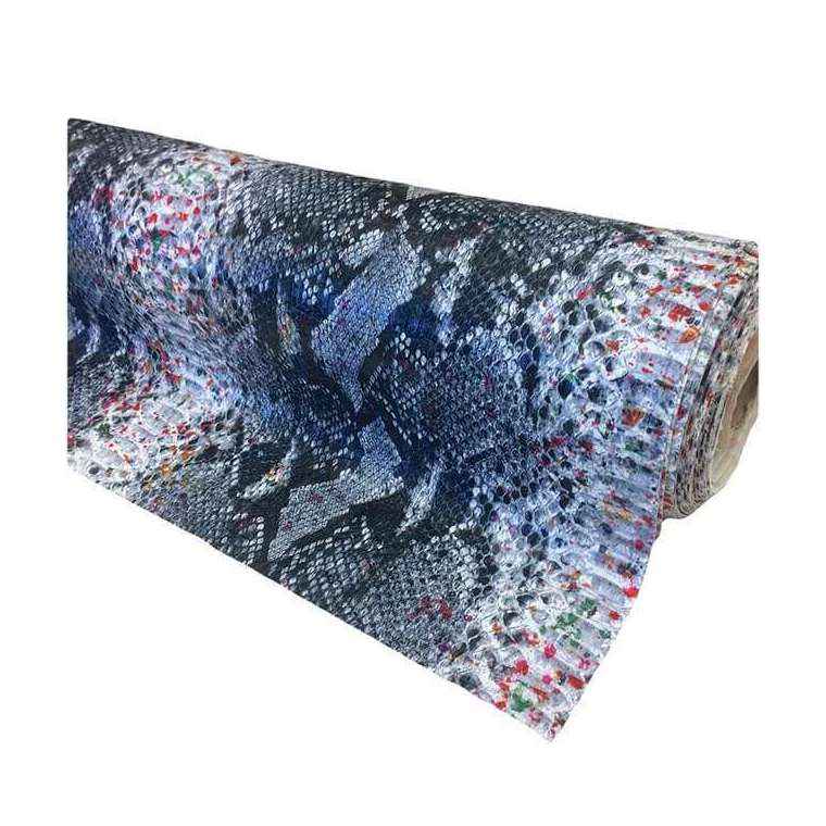 Kunstleer snake multi color blue 140 cm breed