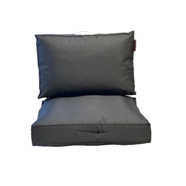 Outdoorkussen set zwart 60x60x10 + 40x60x10 cm.