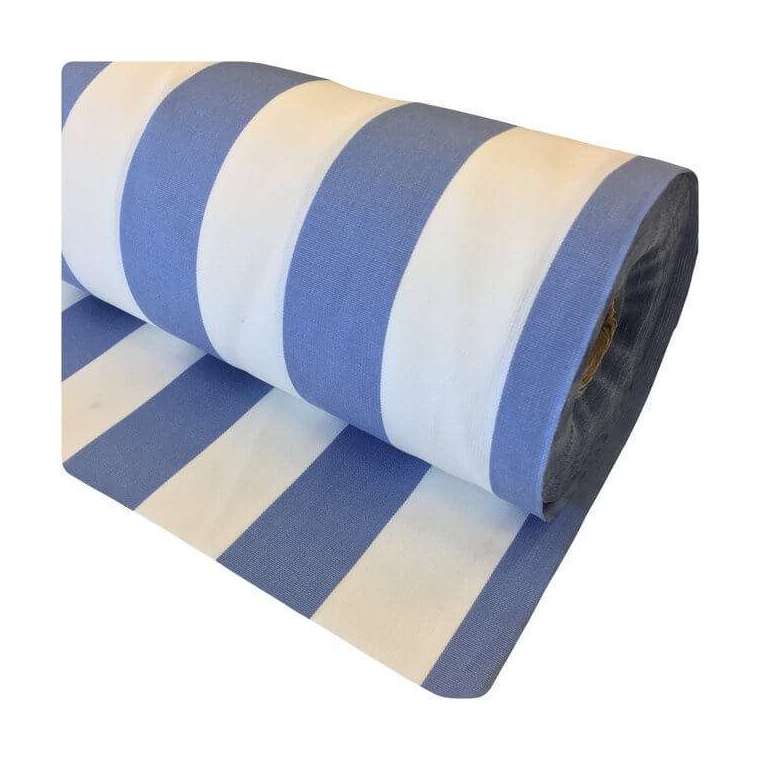 Outdoorstof streepje ijs blauw wit 160 cm breed