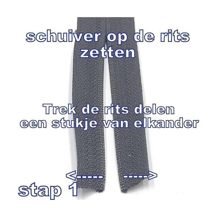 Uitleg rits schuiver op de rits plaatsen in 4 stappen